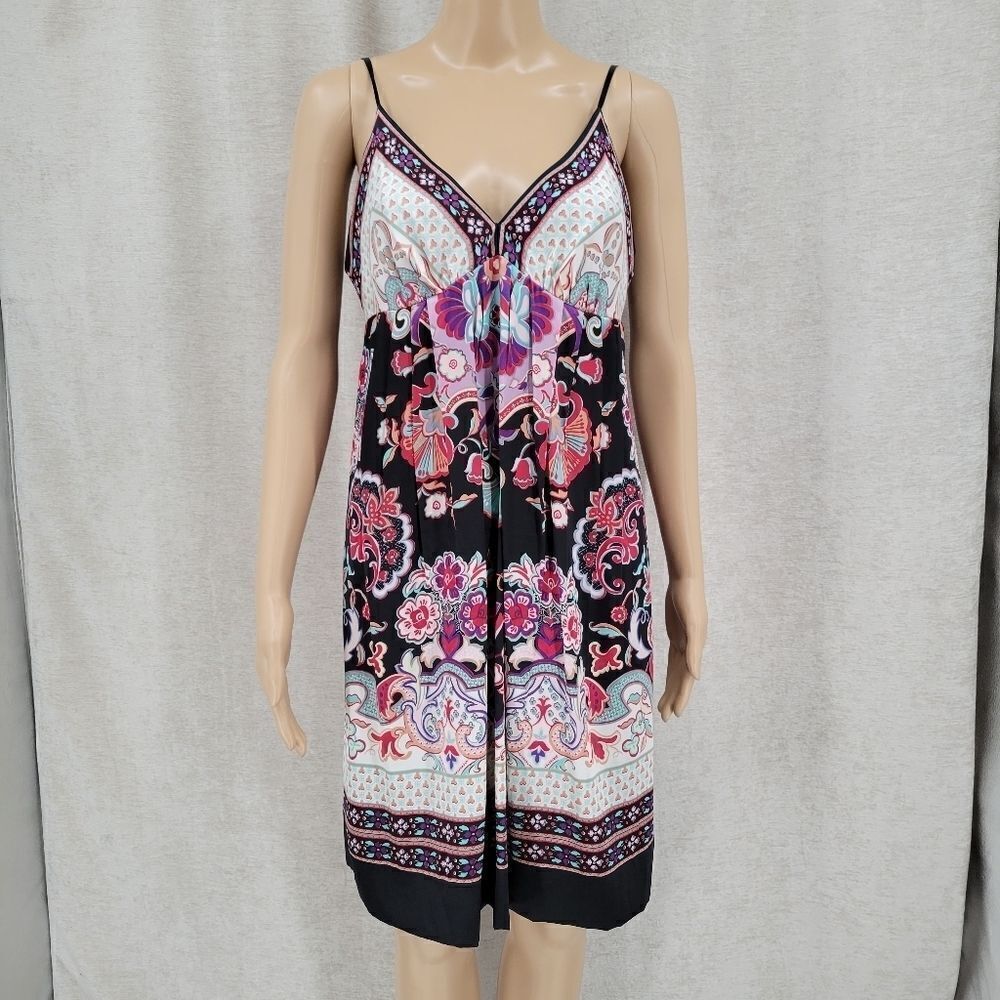eci Y2K  Silk Satin Floral Midi Dress Women's Size 6 Boho - Picture 7 of 13